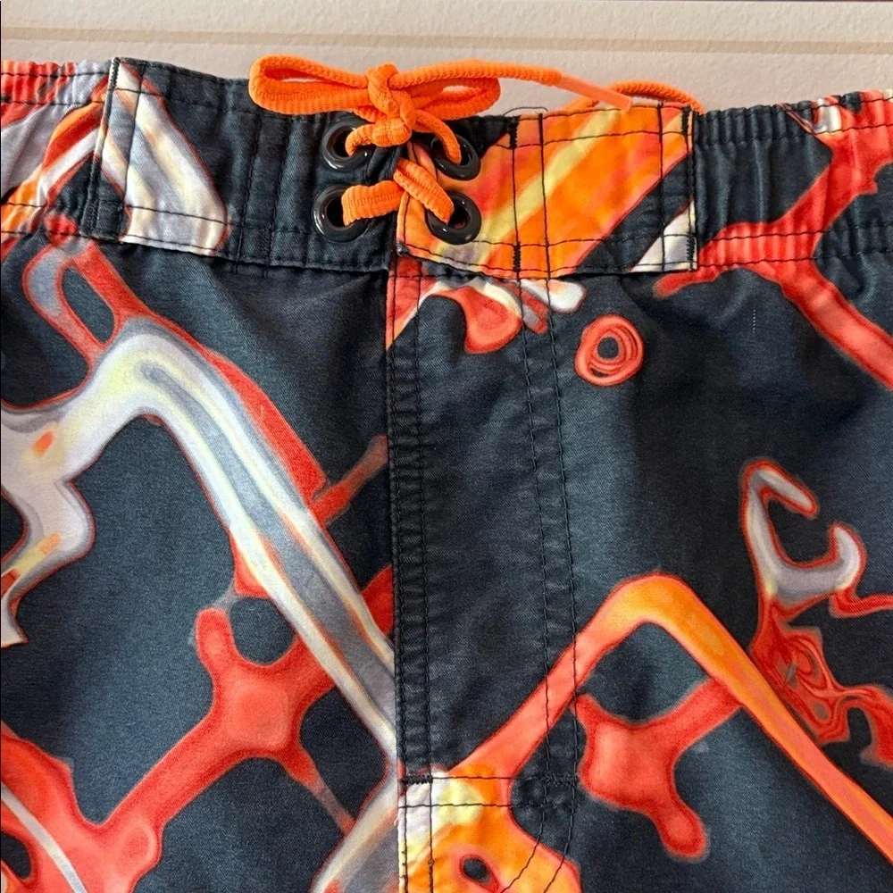 Nike Black and Orange Graphic Swim Trunks Size L - Picture 2 of 6